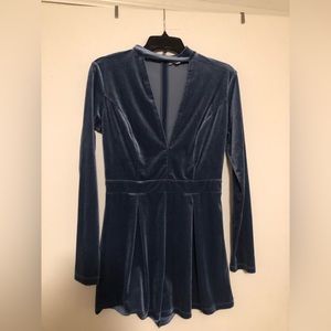 Gianni Bini Deep V Neck Velvet Romper